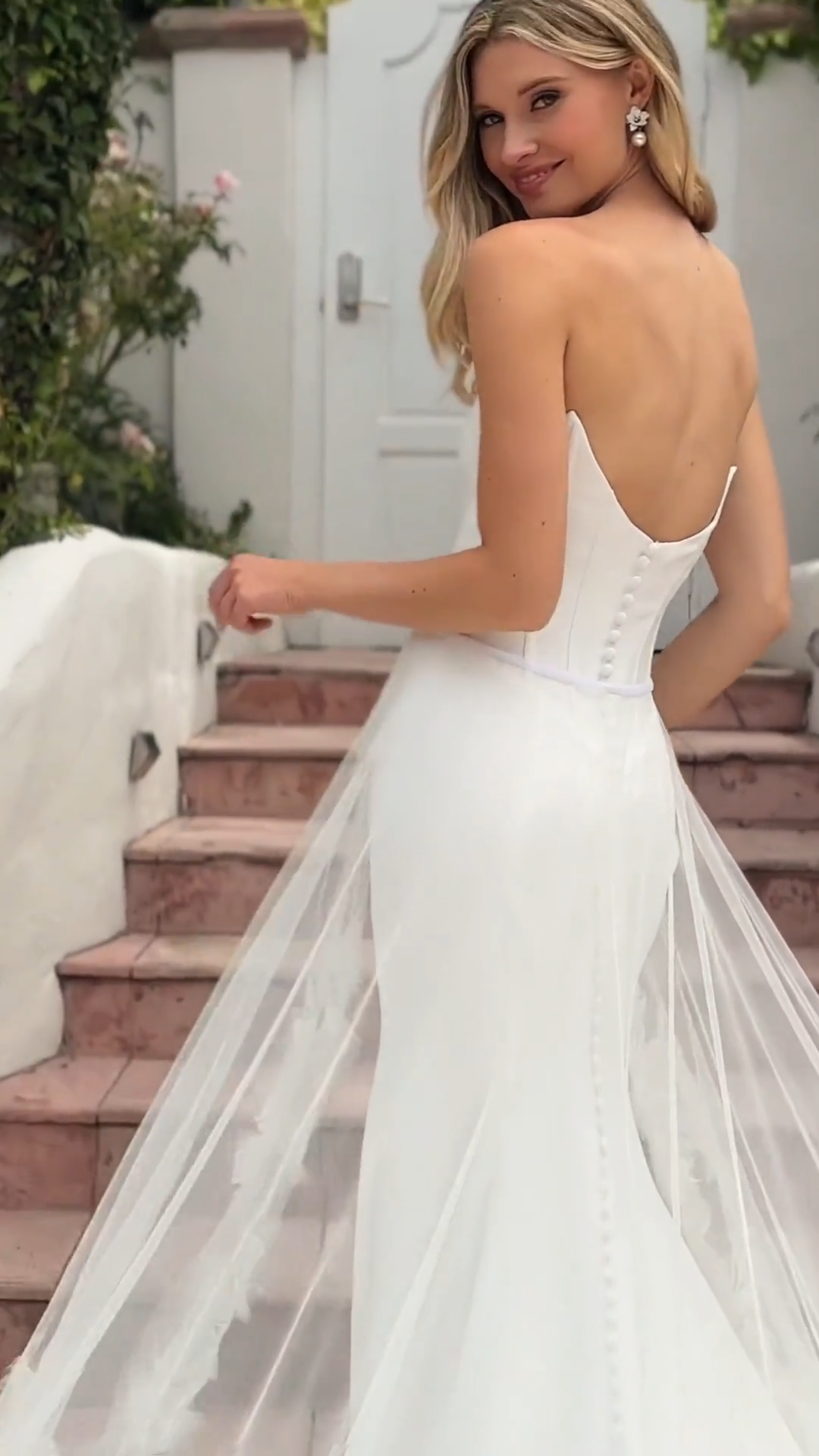 Video of ValStefani ALEXANDRITE Breeze Crepe Mermaid Gown with Detachable Net and Lace Appliques Train Video of ValStefani ALEXANDRITE Breeze Crepe Mermaid Gown with Detachable Net and Lace Appliques Train