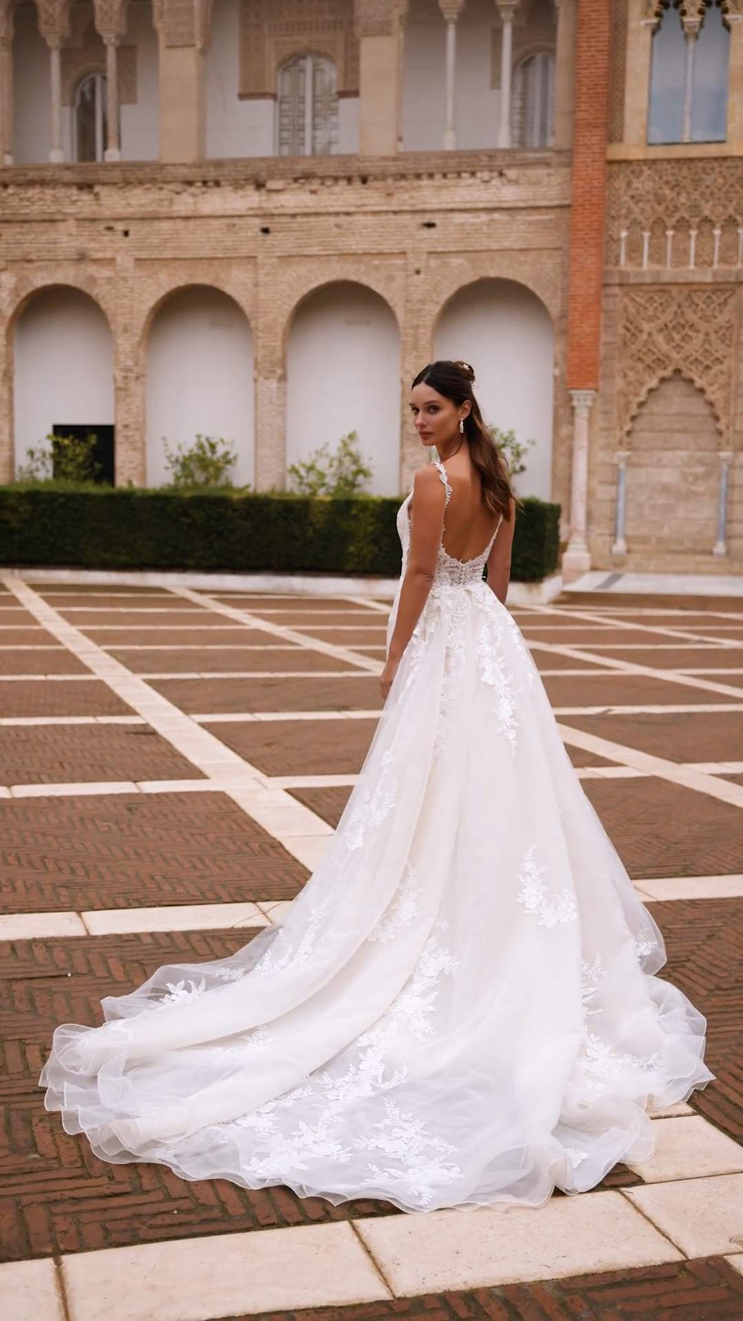 ValStefani PAULINA Deep Sweetheart and Illusion V-Back Beaded Lace and Rosette Glittler Tulle Mermaid with Detachable Train ValStefani PAULINA Deep Sweetheart and Illusion V-Back Beaded Lace and Rosette Glittler Tulle Mermaid with Detachable Train