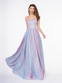Style 3663RG scoop neck A-line floor length dress with beaded band at natural waist in lilac sparkle jersey Style 3663RG scoop neck A-line floor length dress with beaded band at natural waist in lilac sparkle jersey