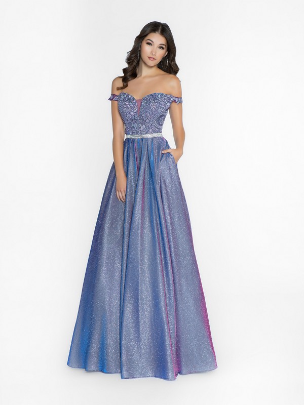 ValStefani 3735RG purple off the shoulder a-line dress available in plus sizes