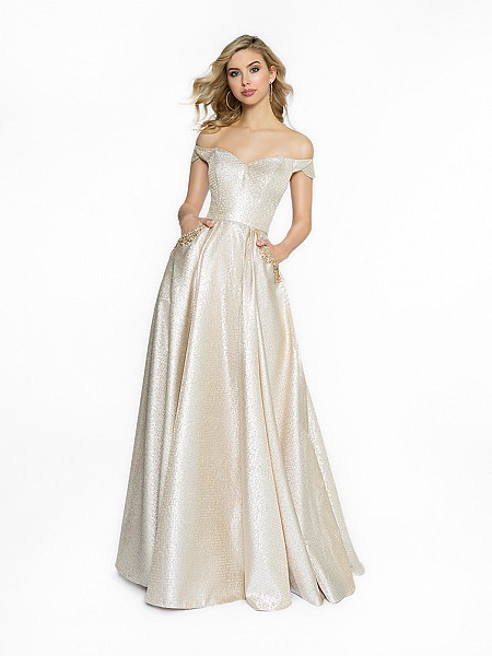 ValStefani 3716RG gold full a-line off the shoulder prom dress with sequins ValStefani 3716RG gold full a-line off the shoulder prom dress with sequins