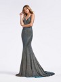 Iridescent jersey gold and blue sexy prom dress with sweetheart neck and thin straps on shoulders Iridescent jersey gold and blue sexy prom dress with sweetheart neck and thin straps on shoulders