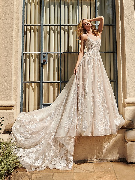 ValStefani PHOENIX stardust tulle lace wedding dress with scoop neckline and beaded straps ValStefani PHOENIX stardust tulle lace wedding dress with scoop neckline and beaded straps