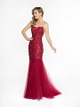 ValStefani 3742RI fashionable wine mermaid dress with lace appliques and godets ValStefani 3742RI fashionable wine mermaid dress with lace appliques and godets