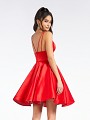 Short red satin A-line homecoming dress with strappy open back Short red satin A-line homecoming dress with strappy open back