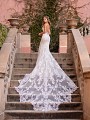 Low Beaded Back Lace Mermaid Wedding Dress with Beautiful Illusion Scalloped Cathedral Train Val Stefani Gala D8244 Low Beaded Back Lace Mermaid Wedding Dress with Beautiful Illusion Scalloped Cathedral Train Val Stefani Gala D8244