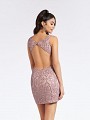 Re-embroidered lace-fabric dusty pink dress with sequins and keyhole back Re-embroidered lace-fabric dusty pink dress with sequins and keyhole back