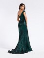 Fancy sequins floor length emerald dress with horsehair trim hem and kick train Fancy sequins floor length emerald dress with horsehair trim hem and kick train