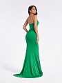 Green floor length jersey fabric prom dress with open back and thin straps Green floor length jersey fabric prom dress with open back and thin straps
