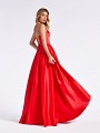 Floor length royal A-line red formal gown with lace-up back and pockets at skirt Floor length royal A-line red formal gown with lace-up back and pockets at skirt