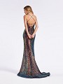 Sexy fitted multi black cocktail gown with crisscross tie back and horsehair trim hem Sexy fitted multi black cocktail gown with crisscross tie back and horsehair trim hem