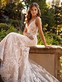 Lace Sweetheart Neckline Mermaid Bridal Gown with Thin Beaded Straps and Sheer Bodice Val Stefani Gala D8244 Lace Sweetheart Neckline Mermaid Bridal Gown with Thin Beaded Straps and Sheer Bodice Val Stefani Gala D8244