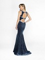 ValStefani 3757RE charcoal mermaid dress with jewel back and natural waistline ValStefani 3757RE charcoal mermaid dress with jewel back and natural waistline