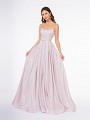 Style 3663RG pink sparkle jersey long A-line gown with beaded belt and horsehair trim hem Style 3663RG pink sparkle jersey long A-line gown with beaded belt and horsehair trim hem