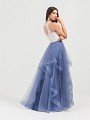 ValStefani 3454RE sleeveless A-line gown with cascade skirt and keyhole back ValStefani 3454RE sleeveless A-line gown with cascade skirt and keyhole back