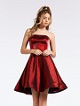 Cute wine colored short A-line dress with soft sweetheart neckline made with shiny satin Cute wine colored short A-line dress with soft sweetheart neckline made with shiny satin