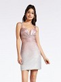 Blush pink ombre metallic jersey dress with sweetheart neck and illusion inset Blush pink ombre metallic jersey dress with sweetheart neck and illusion inset
