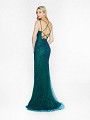ValStefani 3732RA sleek emerald dress with natural waistline and kick train ValStefani 3732RA sleek emerald dress with natural waistline and kick train