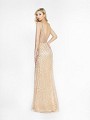 ValStefani 3734RC shiny gold dress with natural waistline and kick train