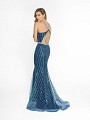 ValStefani 3754RE navy prom dress with cutout at back and horsehair trim hem ValStefani 3754RE navy prom dress with cutout at back and horsehair trim hem
