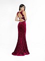 ValStefani 3757RE glitter velvet wine dress with cut out at back and kick train ValStefani 3757RE glitter velvet wine dress with cut out at back and kick train