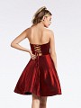 Thigh length flowy and strapless wine party dress with horsehair trim hem and lace up back Thigh length flowy and strapless wine party dress with horsehair trim hem and lace up back