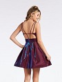 Sparkling short and flowy iridescent wine skater dress with thin straps and cut out back Sparkling short and flowy iridescent wine skater dress with thin straps and cut out back