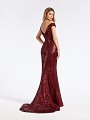 Floor length wine formal dress with kick train and off-the-shoulder neckline Floor length wine formal dress with kick train and off-the-shoulder neckline