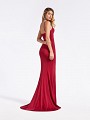 Elegant floor length formal wine gown with kick train and natural waistline Elegant floor length formal wine gown with kick train and natural waistline
