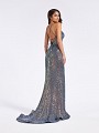 Multi blue mermaid prom dress with lace-up back and kick train Multi blue mermaid prom dress with lace-up back and kick train