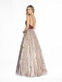 Style 3768RC glitter print net and satin cocoa dress with strappy back Style 3768RC glitter print net and satin cocoa dress with strappy back
