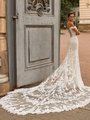 Val Stefani MONACO Mermaid Gown with See-Through Cathedral Train with Re-Embroidered Wildflower Lace Appliques and Hem Lace Val Stefani MONACO Mermaid Gown with See-Through Cathedral Train with Re-Embroidered Wildflower Lace Appliques and Hem Lace