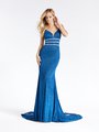 Val Stefani 3907RW sexy deep sweetheart with illusion inset sheath formal gown in peacock sparkle jersey Val Stefani 3907RW sexy deep sweetheart with illusion inset sheath formal gown in peacock sparkle jersey