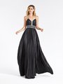 Val Stefani 3915RG black sparkle jersey A-line with beaded trim necklines and pleated skirt Val Stefani 3915RG black sparkle jersey A-line with beaded trim necklines and pleated skirt