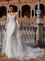 ValStefani DANIELA V-Neck with Illusion Inset Mermaid with Detachable Long Juliet Sleeves and Cascading Train ValStefani DANIELA V-Neck with Illusion Inset Mermaid with Detachable Long Juliet Sleeves and Cascading Train