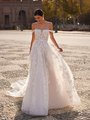 ValStefani MIA Beaded Trim Straight Neckline Lace Appliques and Galaxy Net A-Line with Swag Sleeves