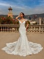ValStefani ELSA Breathtaking Rosette Glittler Tulle Portrait Neck with Illusion Inset Mermaid Wedding Dress ValStefani ELSA Breathtaking Rosette Glittler Tulle Portrait Neck with Illusion Inset Mermaid Wedding Dress