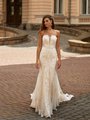 Val Stefani VALENCIA Sexy Strapless Sweetheart Mermaid Gown with Tapered Illusion Inset and Metallic Corded Lace Appliques Val Stefani VALENCIA Sexy Strapless Sweetheart Mermaid Gown with Tapered Illusion Inset and Metallic Corded Lace Appliques