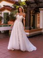 Style CARTER Unlined sweetheart with detachable swag sleeves beaded lace appliques over tulle A-line dress Style CARTER Unlined sweetheart with detachable swag sleeves beaded lace appliques over tulle A-line dress