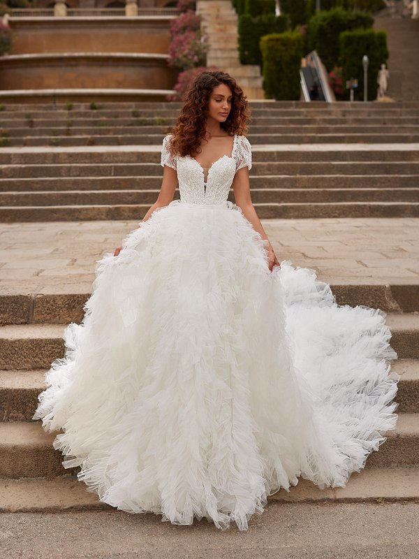 ValStefani LOLA Sparkly Strapless Sweetheart with Detachable Short Puff Sleeves Included