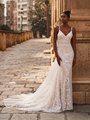 Style ISABEL Lace Straps Sweetheart Embroidered Lace Fabric with Sequins Drop Waist Mermaid with Detachable Bow Style ISABEL Lace Straps Sweetheart Embroidered Lace Fabric with Sequins Drop Waist Mermaid with Detachable Bow