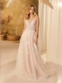 Style BRIAR Lace Appliques and Tulle Deep V-Neck with Illusion Inset Full A-Line Dress Style BRIAR Lace Appliques and Tulle Deep V-Neck with Illusion Inset Full A-Line Dress