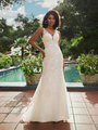 Simply Val Stefani S2193 Lightweight Vine Leaf Lace Applique Mermaid Bridal Gown With Deep V-Neck And Illusion Straps Simply Val Stefani S2193 Lightweight Vine Leaf Lace Applique Mermaid Bridal Gown With Deep V-Neck And Illusion Straps