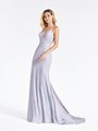 Val Stefani 3907RW glamorous sparkle jersey lilac prom dress with thin shoulder straps and beaded strips at waist Val Stefani 3907RW glamorous sparkle jersey lilac prom dress with thin shoulder straps and beaded strips at waist