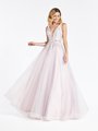 Val Stefani 3942RG dusty pink embroidered lace appliques over tulle full A-line prom dress with sparkly beadings Val Stefani 3942RG dusty pink embroidered lace appliques over tulle full A-line prom dress with sparkly beadings