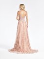 Val Stefani 3943RG sparkly glitter tulle V-back with straps formal A-line with kick train and see-through bodice Val Stefani 3943RG sparkly glitter tulle V-back with straps formal A-line with kick train and see-through bodice