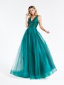 ValStefani 3946RB elegant emerald V-neck sequin bodice and tulle A-line with wrap skirt and horsehair trim hem ValStefani 3946RB elegant emerald V-neck sequin bodice and tulle A-line with wrap skirt and horsehair trim hem