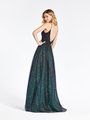 Val Stefani 3967RW eye-catching floor length glitter print net and re-embroidered lace appliques A-line with deep V-back Val Stefani 3967RW eye-catching floor length glitter print net and re-embroidered lace appliques A-line with deep V-back