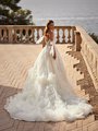 Organza ruffled and leaf lace semi-cathedral train wedding dress with low scoop back Organza ruffled and leaf lace semi-cathedral train wedding dress with low scoop back