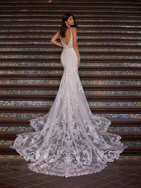 Deep Illusion V-Back Beaded Lace Appliques and Sparkle Tulle Mermaid with Cathedral Train ValStefani ESTRELLA Deep Illusion V-Back Beaded Lace Appliques and Sparkle Tulle Mermaid with Cathedral Train ValStefani ESTRELLA